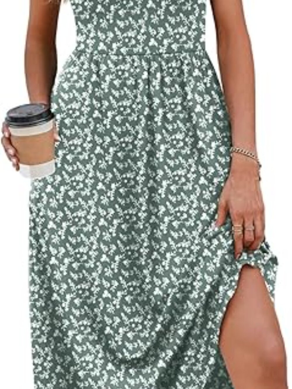 Summer Dresses for Women Flowy Casual Midi Dress Beach Vacation Sundresses with - Picture 2 of 5